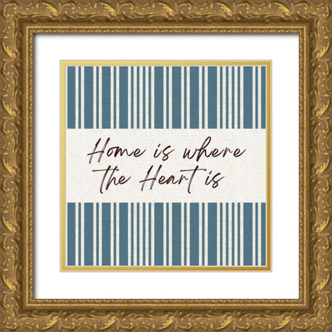 Home is Where Gold Ornate Wood Framed Art Print with Double Matting by Lula Bijoux and Company