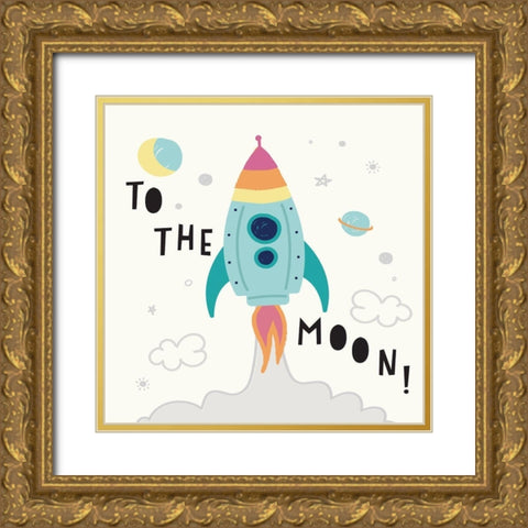 Rocket Man Gold Ornate Wood Framed Art Print with Double Matting by Lula Bijoux and Company