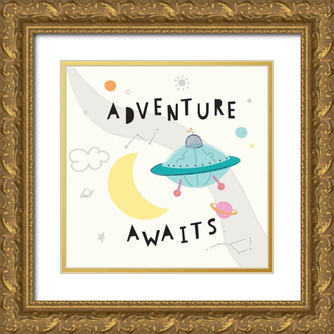 Rocket Man 2 Gold Ornate Wood Framed Art Print with Double Matting by Lula Bijoux and Company
