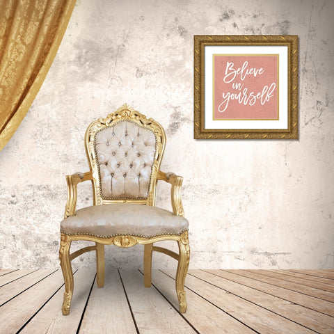 Believe In Yourself Gold Ornate Wood Framed Art Print with Double Matting by Lula Bijoux and Company