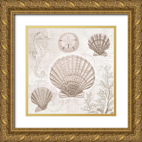 Soft Collage 2 Gold Ornate Wood Framed Art Print with Double Matting by Lula Bijoux and Company