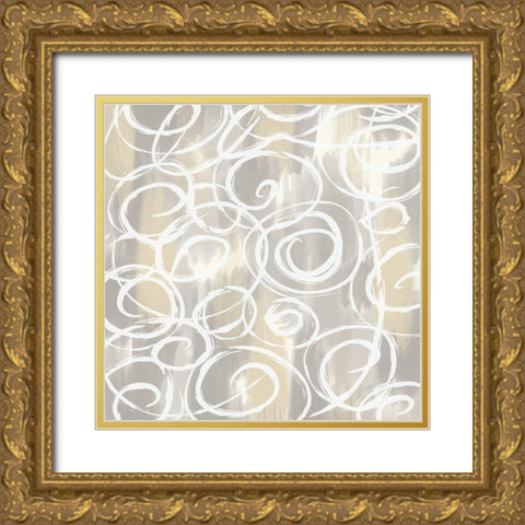 Clean Slate Curves Gold Ornate Wood Framed Art Print with Double Matting by Lula Bijoux and Company