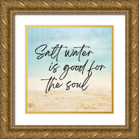 Salt Water Is Good Gold Ornate Wood Framed Art Print with Double Matting by Lula Bijoux and Company