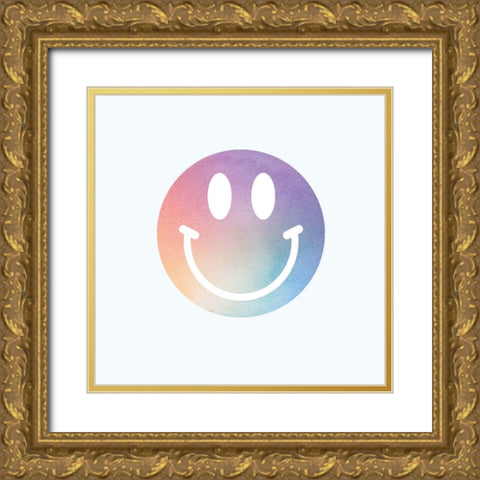 HappyfaceWatercolor Gold Ornate Wood Framed Art Print with Double Matting by Lula Bijoux and Company