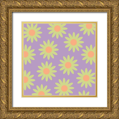 Fun Floral Gold Ornate Wood Framed Art Print with Double Matting by Lula Bijoux and Company