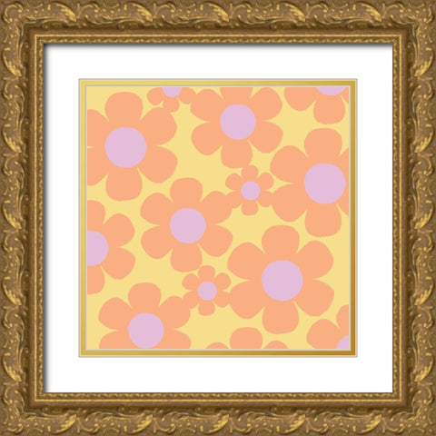 Happy Floral 2 Gold Ornate Wood Framed Art Print with Double Matting by Lula Bijoux and Company