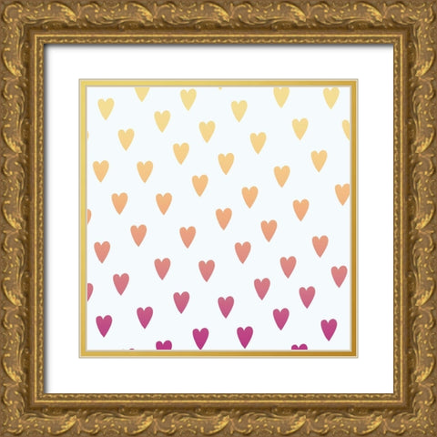 Heart Ombre Gold Ornate Wood Framed Art Print with Double Matting by Lula Bijoux and Company
