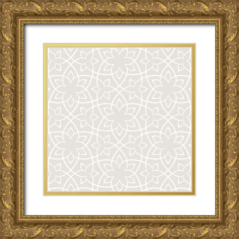 Beige Tile Gold Ornate Wood Framed Art Print with Double Matting by Lula Bijoux and Company