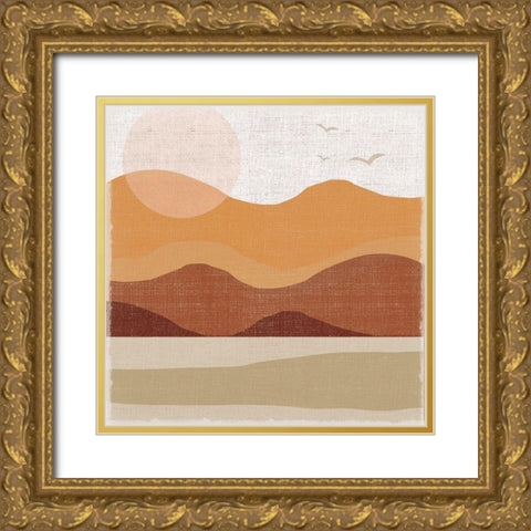 Hillsides Gold Ornate Wood Framed Art Print with Double Matting by Lula Bijoux And Company