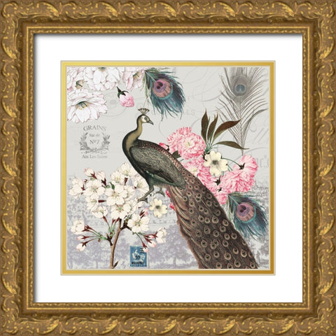 Peacock Pastels 2 Gold Ornate Wood Framed Art Print with Double Matting by Lula Bijoux And Company
