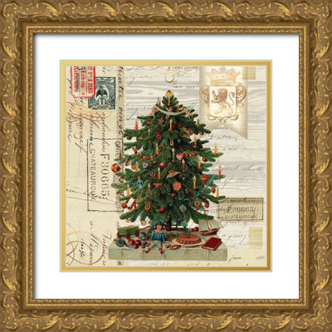 Holiday Tree 1 Gold Ornate Wood Framed Art Print with Double Matting by Lula Bijoux And Company