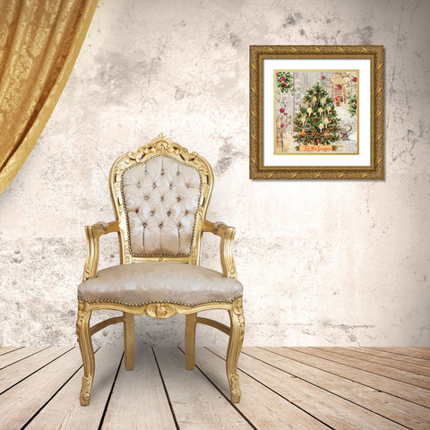 Holiday Tree 2 Gold Ornate Wood Framed Art Print with Double Matting by Lula Bijoux And Company