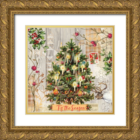 Holiday Tree 2 Gold Ornate Wood Framed Art Print with Double Matting by Lula Bijoux And Company