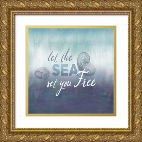 Watercolor Coast 3 Gold Ornate Wood Framed Art Print with Double Matting by Lula Bijoux and Company