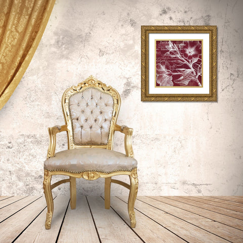 OxBlood Fleurs 2 Gold Ornate Wood Framed Art Print with Double Matting by Lula Bijoux and Company