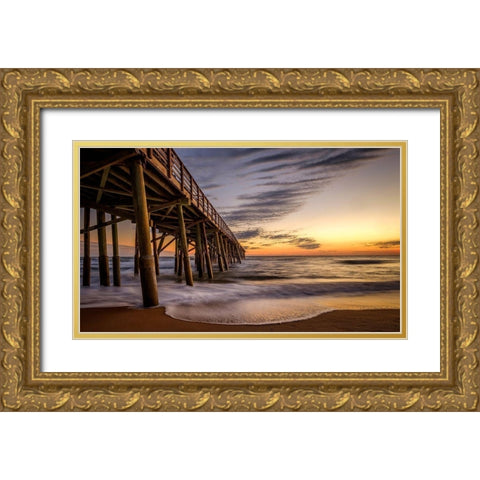 Sunset At The Beach Gold Ornate Wood Framed Art Print with Double Matting by Taylor, Glenn