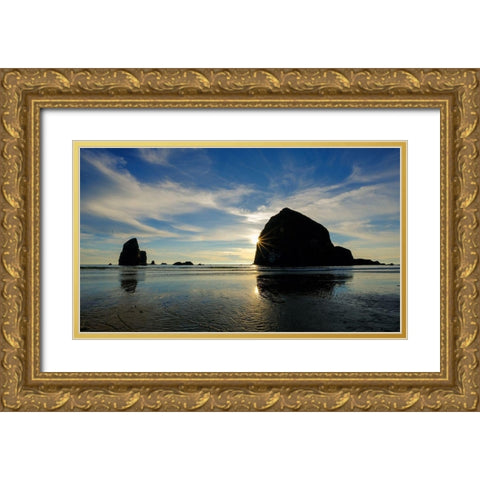 Rocky Shore Gold Ornate Wood Framed Art Print with Double Matting by Taylor, Glenn