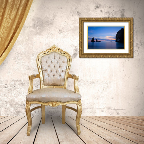 Blue Calm Gold Ornate Wood Framed Art Print with Double Matting by Taylor, Glenn