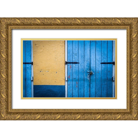 Blue Entrance Gold Ornate Wood Framed Art Print with Double Matting by Taylor, Glenn