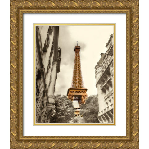Eiffel Tower Gold Ornate Wood Framed Art Print with Double Matting by Poinski, Dianne