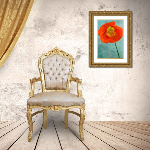 Poppy 2 Gold Ornate Wood Framed Art Print with Double Matting by Poinski, Dianne