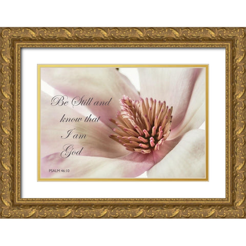 Be Still Magnolia Gold Ornate Wood Framed Art Print with Double Matting by Poinski, Dianne