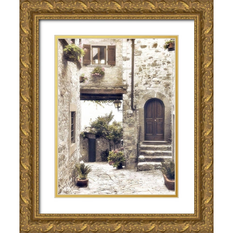 Courtyard Gold Ornate Wood Framed Art Print with Double Matting by Poinski, Dianne