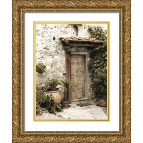 Montefioralle Door Gold Ornate Wood Framed Art Print with Double Matting by Poinski, Dianne