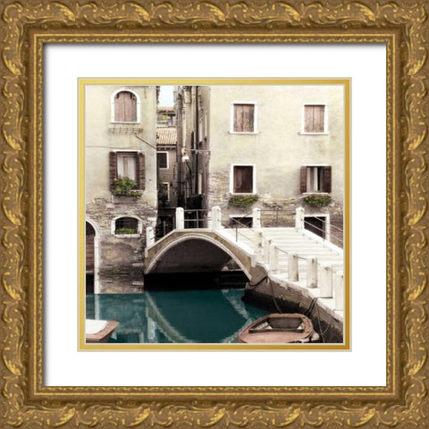 Teal Venice Gold Ornate Wood Framed Art Print with Double Matting by Poinski, Dianne