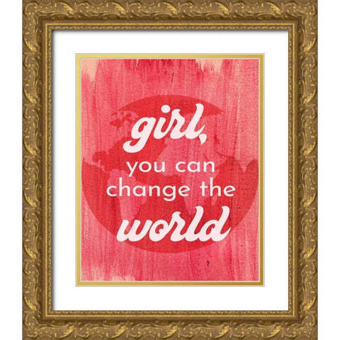 Change The World Gold Ornate Wood Framed Art Print with Double Matting by Jenner, Roya