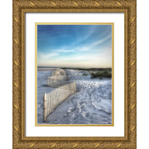 Sand Fence Gold Ornate Wood Framed Art Print with Double Matting by Rowland, Joseph
