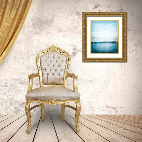 Seaview Painted Sailboats Gold Ornate Wood Framed Art Print with Double Matting by Rowland, Joseph