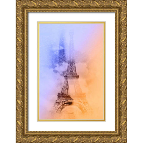 Eiffel 3 Gold Ornate Wood Framed Art Print with Double Matting by De Carvalho, Sandro