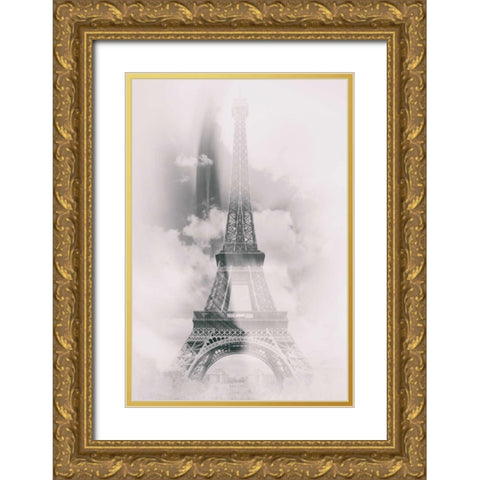 Eiffel 4 Gold Ornate Wood Framed Art Print with Double Matting by De Carvalho, Sandro