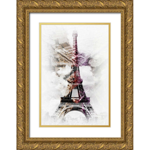 Eiffel 8 Gold Ornate Wood Framed Art Print with Double Matting by De Carvalho, Sandro