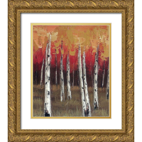 Forest Red 1 Gold Ornate Wood Framed Art Print with Double Matting by Sunny