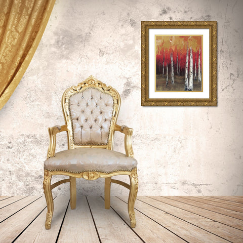 Forest Red 2 Gold Ornate Wood Framed Art Print with Double Matting by Sunny