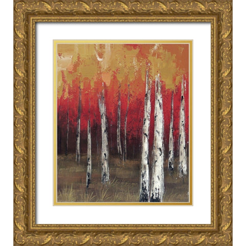 Forest Red 2 Gold Ornate Wood Framed Art Print with Double Matting by Sunny