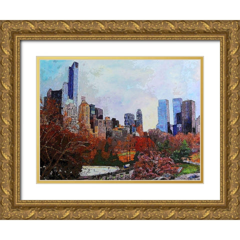 Day in the Park Gold Ornate Wood Framed Art Print with Double Matting by Ghanooni, Sarah