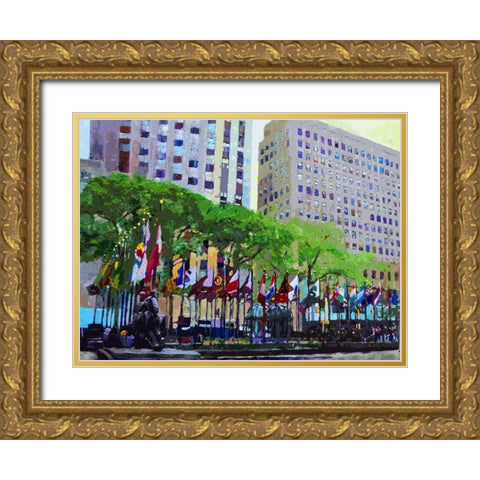 Flagscape Gold Ornate Wood Framed Art Print with Double Matting by Ghanooni, Sarah