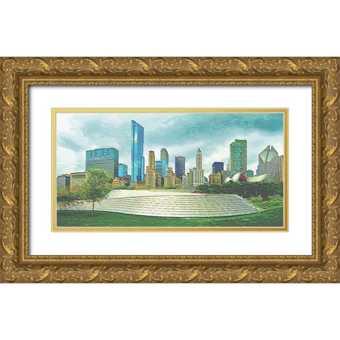 City Scape N2 Gold Ornate Wood Framed Art Print with Double Matting by Ghanooni, Sarah