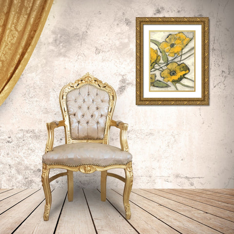 Citron Flora B1 Gold Ornate Wood Framed Art Print with Double Matting by Haynes, Smith