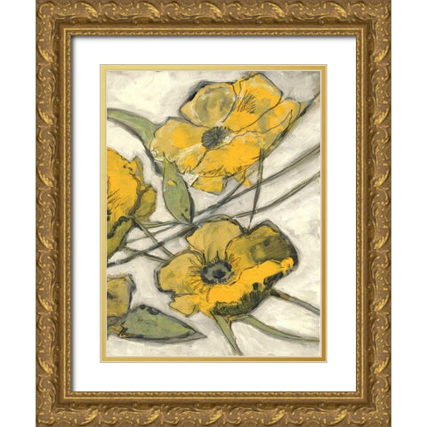 Citron Flora B1 Gold Ornate Wood Framed Art Print with Double Matting by Haynes, Smith
