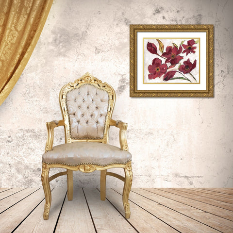 Ox Blood Flora Gold Ornate Wood Framed Art Print with Double Matting by Haynes, Smith