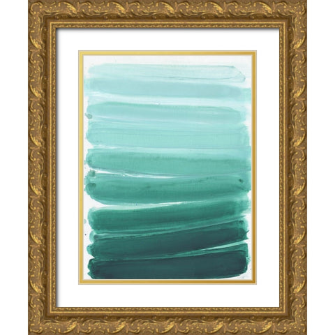 Menta Ombre Gold Ornate Wood Framed Art Print with Double Matting by Haynes, Smith