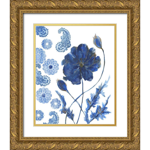 BW Persian Poppy 1 Gold Ornate Wood Framed Art Print with Double Matting by Lewis, Sheldon