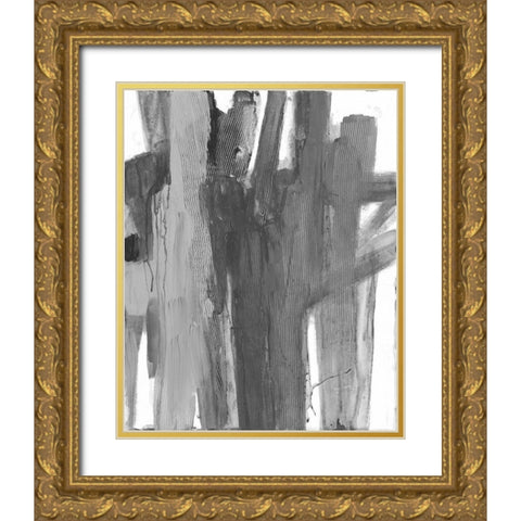 Monochromatic Smears 1 Gold Ornate Wood Framed Art Print with Double Matting by Haynes, Smith