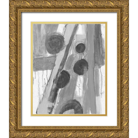 Monochromatic Smears 2 Gold Ornate Wood Framed Art Print with Double Matting by Haynes, Smith
