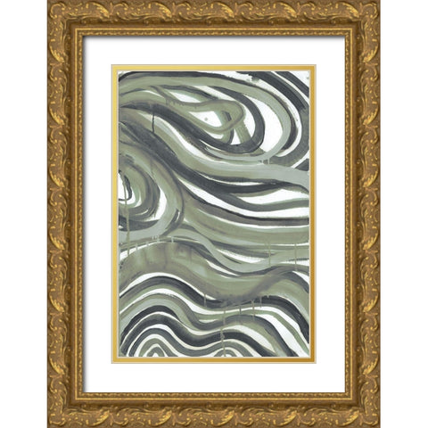 Emerald Swirls 1 Gold Ornate Wood Framed Art Print with Double Matting by Haynes, Smith