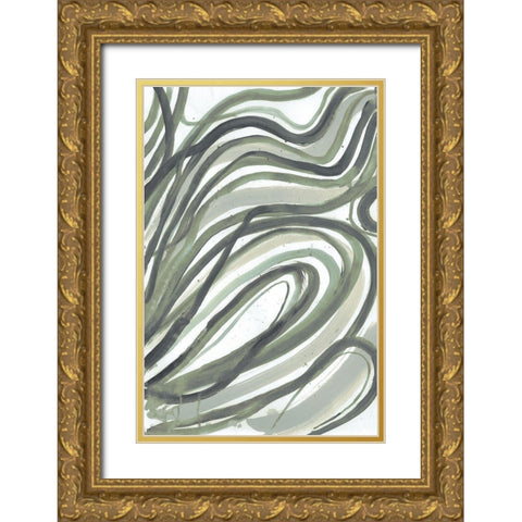 Emerald Swirls 2 Gold Ornate Wood Framed Art Print with Double Matting by Haynes, Smith